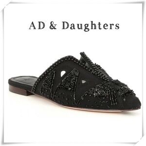 Ad & Daughters Collyn Embroidered Beads Pointed Toe Flat Mule Sandal Back Sz 8.5